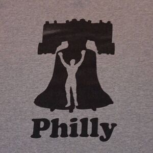 Philly Tee  Brand Gildan Heavy Cotton  Size Medium  PTP 19" Length 26" Color Gre